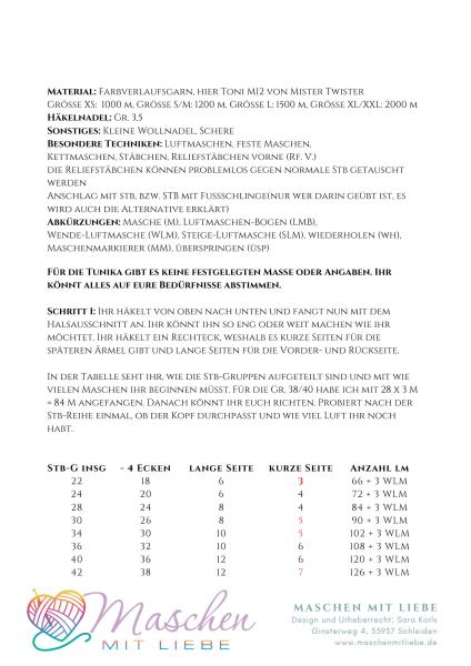 Häkelanleitung Tunika Regentanz